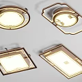 Modern Ceiling Lights With Decorative Frames Round Square Shapes And Warm Light 3d model
