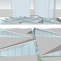 Modern Architectural Exterior With Geometric Roof Structures And Glass Facades