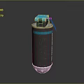 Military Grenade With Metallic Black And Blue Body And Top Blue Fuse Design