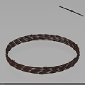Circular Barbed Wire Mesh Ring With Single Barbed Stick On Dark Background