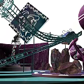 Space Themed Cosmic Playground With Purple Planets Alien Character Slide Orbit And Glowing Towers