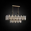 Modern Crystal Chandelier With Geometric Glass Elements And Bronze Metal Frame Design 3d model