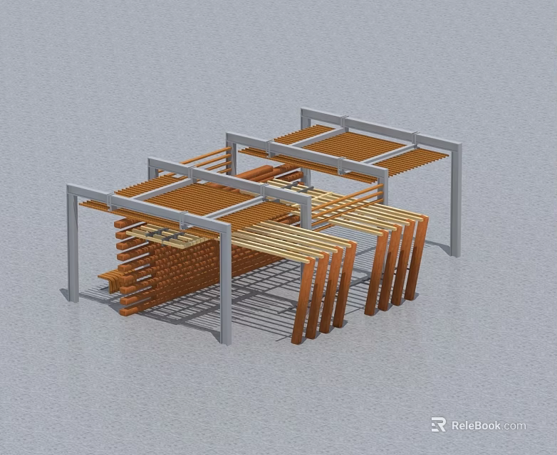 Modern Swing Door Design With Wooden Panels And Metal Frame Structure 3d model 