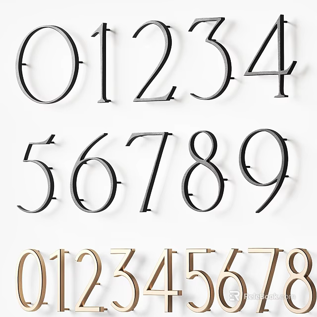 Modern Numeric Wall Decor with Stylish Metal Numbers for Home Interior Decoration 3d model 