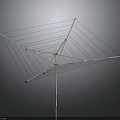 Metal Frame Antenna Featuring Green Lines Central Orange Component And Support Pole 3d model