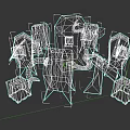 Mechanical Green Doll With Red And Green Cubes And Control Panels