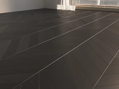 Dark Modern Interior Wooden Flooring With Herringbone Pattern And Natural Light 3d model