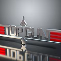 TOPGUN Logo 3D Metallic Design With Human Silhouette Star And Red Stripes