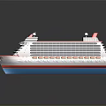 Modern Luxury Cruise Ship With Multiple Decks Red Funnels And Reflection 3d model