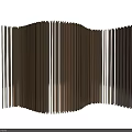 Modern Wooden Room Divider With Curved Design Vertical Slats And Minimalist Style
