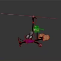 Detailed Helicopter Model With Rotor Blade Landing Gear And Orange Seat Wheels
