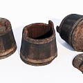 Vintage Wooden Barrel Decorative Ornament Set With Rustic Design And Lid Details