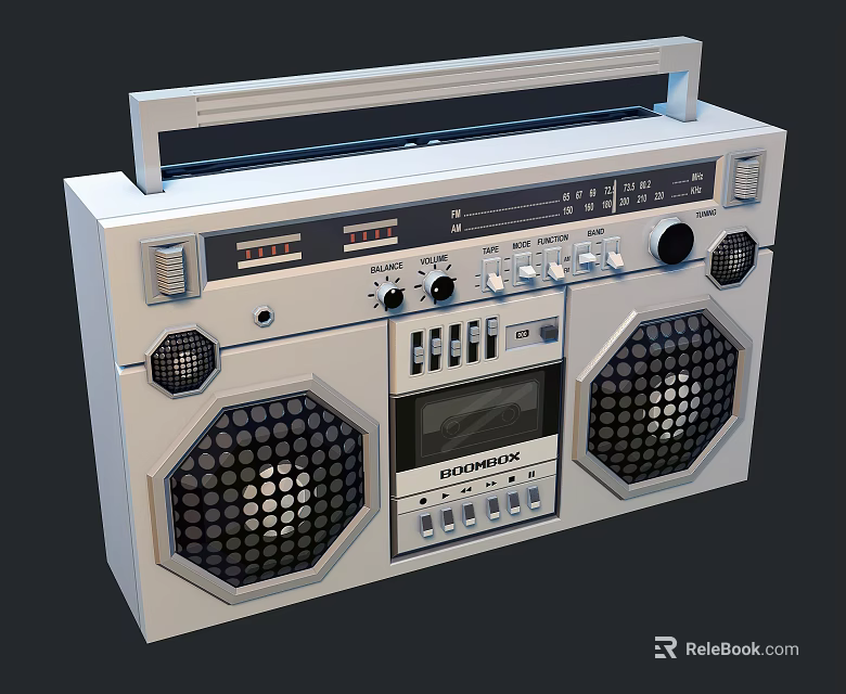 Vintage Headphone Speaker System With Large Stereo Speakers And Control Panel 3d model 