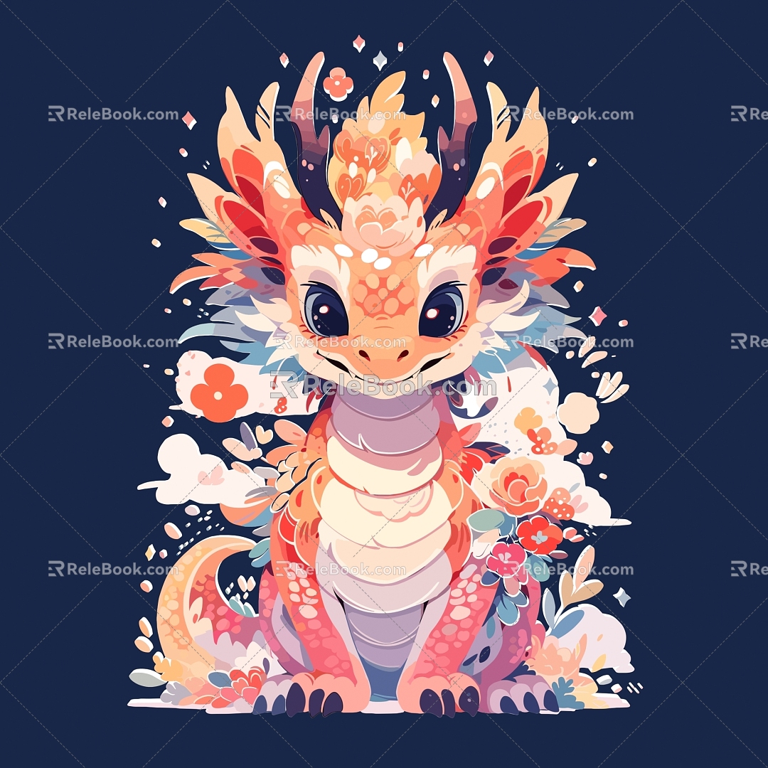 Dragon Year Material Chinese Dragon Golden Dragon Insert Dragon Paper-cut Dragon Ruilong Xianglong Kirin IP Dragon Baby Dragon Treasure Dragon God of Wealth Dance Dragon 16 3d model