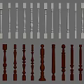 Various Decorative Balusters In White And Brown Design Styles For Railings
