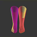 Vibrant Orange Socks Featuring Green Cuffs And Intricate Floral Patterns 3d model