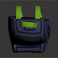 Blue Backpack With Green Handle Purple Accents And Multiple Compartments For Daily Use