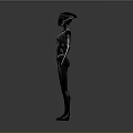 Sleek Futuristic Black Bodysuit With White Accent Lines And Helmet Design