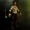 Man Holding Long Sword with Green Gem in Light Tunic and Brown Leather Boots