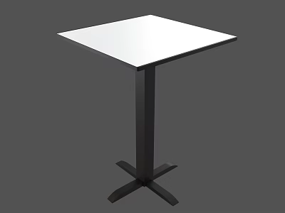 Modern Tea Table and Chairs Set with White Square Top and Black Metal Frame 3d model