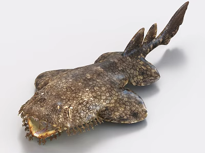 Spotted Aquatic Shark With Open Mouth Sharp Teeth And Whisker Like Features 3d model