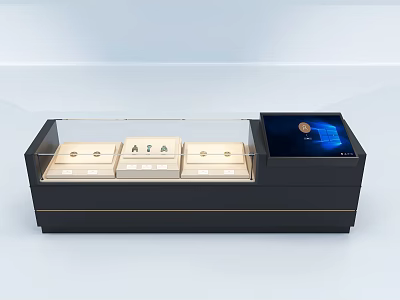 Modern Jewelry Display Showcase With Glass Top Multiple Compartments And Digital Screen 3d model