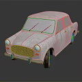 Vintage White Classic Car With Textured Body Headlights Grille And Shiny Wheels