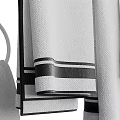 White Bathroom Towel Racks With Multi Layer Design And Striped Towels