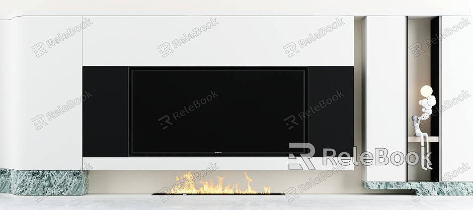 TV background wall suspended TV cabinet background wall model