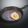 Traditional Cast Iron Skillet Frying Perfect Sunny Side Up Egg in Oil