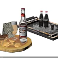 Potato Chips With Cheese Slices Dip Sauces Schweppes And Coca Cola On Ice Tray