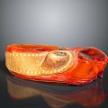 Red And Gold Shiny Leather Small Household Storage Item With Stitched Design For Daily Use