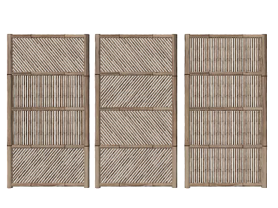 Three Wooden Fences With Different Patterns 3d model