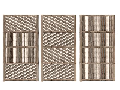 Bamboo fence partition bamboo wooden fence 3d model