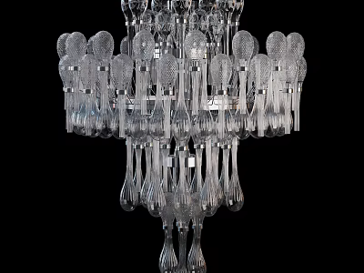 Elegant Transparent Crystal Chandelier With Multiple Hanging Pendants For Interior Decoration 3d model