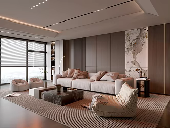Italian Living Room Light Luxury Sofa Coffee Table Combination 3d model