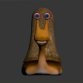 3D Cartoon Snail Model With Big Colorful Eyes Brown Spiral Shell And Orange Body