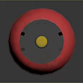 Red Gas Cylinder With Black Cap And Surface Label On Gray Background