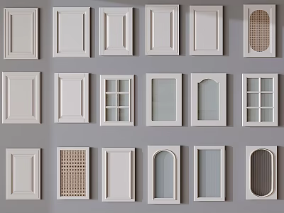 Various White Cabinet Door Designs With Different Panel Styles And Patterns 3d model