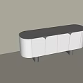Modern Sleek Entryway Console Cabinet With Silver Finish Multiple Doors And Black Legs