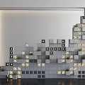 Modern Outdoor Lights With Geometric Modular Wall And Green Plants For Decor