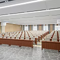 Modern School Auditorium Interior With Rows Of Seats And Lights 3d model