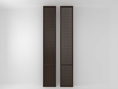 Modern Wooden Hinged Door Design With Vertical Slats And Dark Finish 3d model