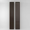 Modern Wooden Hinged Door Design With Vertical Slats And Dark Finish