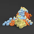 Orange Welcome Cone With Scattered Colorful Blue Yellow Orange Particles
