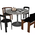 Middle style dining table and chair combination 3d model