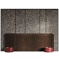 Modern Bedroom Accent Wall With Brown Headboard And Botanical Pattern Wallpaper