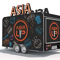 Asia Themed Food Truck With Chicken Menu QR Code And Orange Logo Design