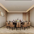 Private Dining Room Interior With Round Table And Chairs 3d model