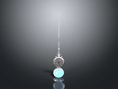 Decorative Daily Life Pendant With Silver Chain And Blue Round Charm Design 3d model